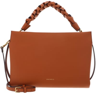 COCCINELLE Leren handtas schoudertas Boheme Grana Double Hand Bag Crab / Jellyfish Lichtbruin