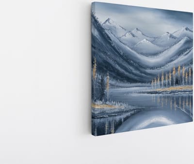 Saammp Canvas Schilderij - Natuur - Wit Landschap - Abstract - 20x20 - Foto op canvas - Wanddecoratie - Muurdecoratie Woonkamer - Slaapkamer decoratie - Canvas Print