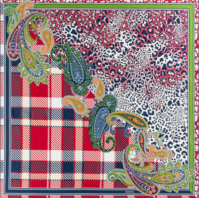 ROECKL sjaal Patchwork Leo Scarf Multi Red kleurrijke