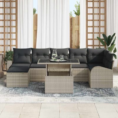 vidaXL - Tuinbank - Set - 8 - st - Lichtgrijs - poly - rattan