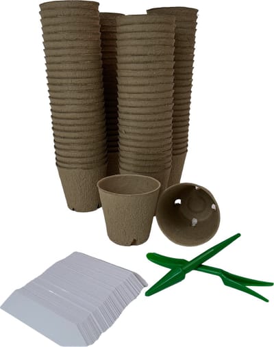 MGM Trading Kweekpotten Ø 8 cm - praktische set van 100 stuks - van papierpulp - biologisch afbreekbaar / plantenpot / zaaipot / plantenkweek