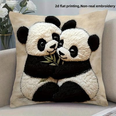 Panda Kussensloop, Schattige Dieren Kussenhoes, Pluizige Beer Decoratie, Zacht Huisaccent, Kawaii Cadeau voor Kinderen 50x50cm