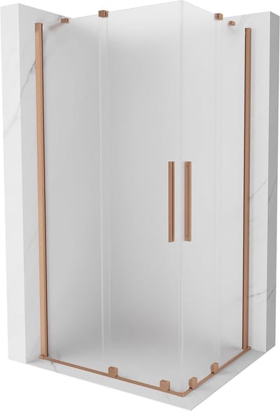 Mexen Velar Duo schuifdouchecabine 90 x 80 , matglas, geborsteld koper - 871-090-080-32-65