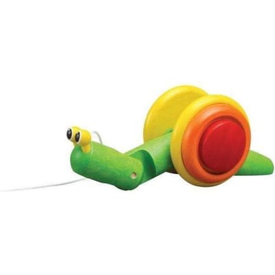 PlanToys Houten Trekdier Slak Baby- en peuterspeelgoed Houten speelgoed