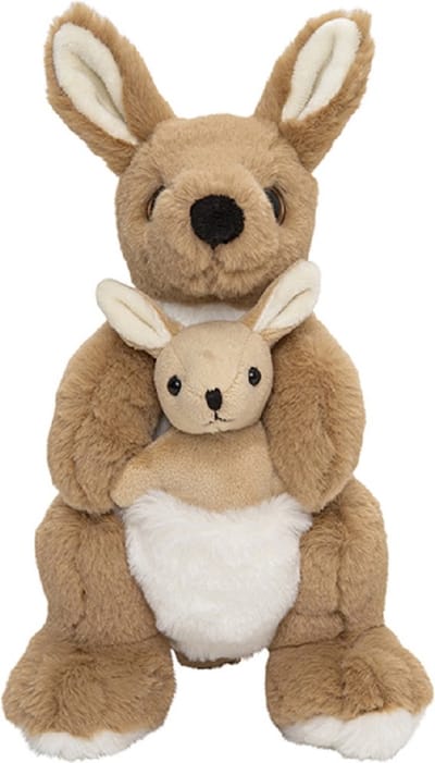 Nature Planet pluche Kangoeroe met baby knuffel - 22 cm - Dieren knuffels - voor kinderen
