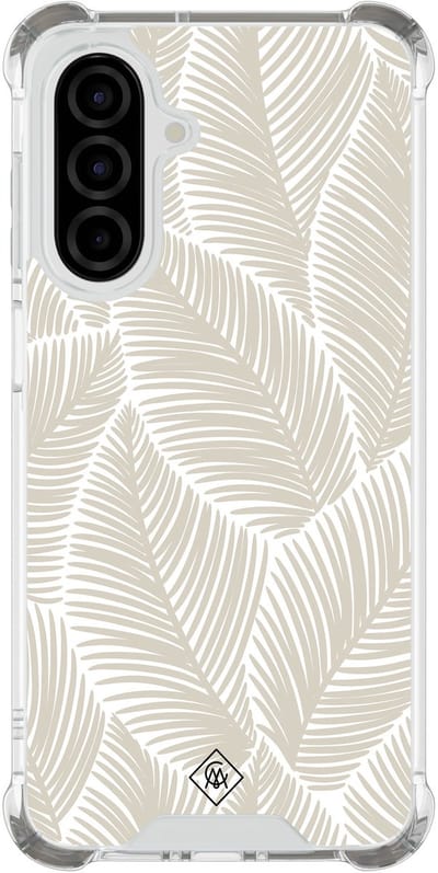 Casimoda® hoesje - Geschikt voor Samsung Galaxy A26 - Palmy Leaves Beige - Shockproof case - Extra sterk - TPU/polycarbonaat - Bruin/beige, Transparant