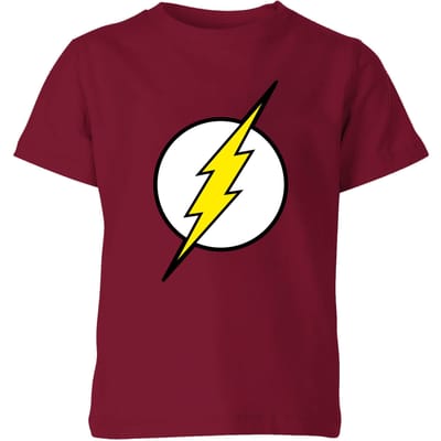 Justice League Flash Logo Kids' T-Shirt - Burgundy - 98/104 (3-4 jaar)
