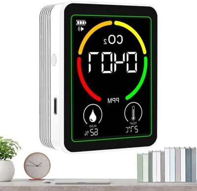 Luchtkwaliteit Monitor - Digitale Sensor - Binnenklimaat Meten - Real-time Data - 9x7x3.5 cm - Wit