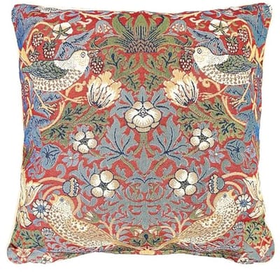Signare Tapestry Kussenhoes 45 x 45 cm x 45 cm decoratieve bankkussens met William Morris Design (Strawberry Thief Red, CCOV-STRD)