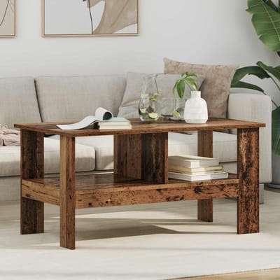 vidaXL - Salontafel - Oudhout - 90 - x - 50 - x - 45 - cm - Bewerkt - hout