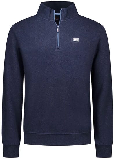 NZA - Blauwe katoenen half zip trui