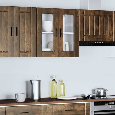 vidaXL - Keukenbovenkast - met - glazen - deur - Porto - gerookt - eikenkleurig