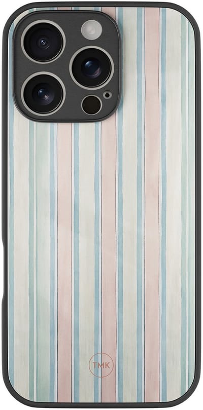 Hoesje geschikt voor Apple iPhone 16 Pro - Pastel strepen - Multi - TPU luxe case (glossy toplaag) - Gestreept - Hardcase backcover zwart