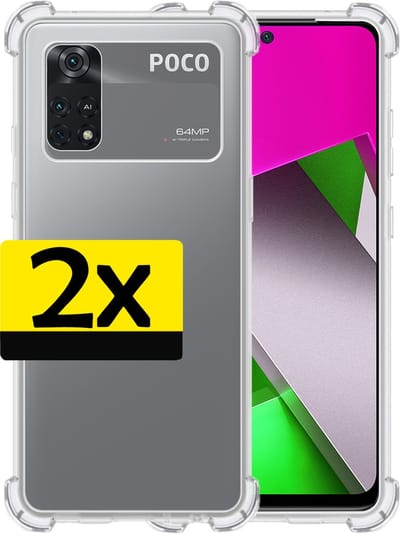 Hoesje - 2 Stuks - Geschikt voor Xiaomi Poco X4 Pro 5G - Sterk & Shockproof - Siliconen Case - Back Cover - Telefoon Hoes Shock Proof - Telefoonhoesjes - Transparant