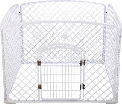Puppyren Playpen Wit 100 x 100 x 75 cm Hoog - 4-delig - Duurzaam Kunststof - Binnen en Buiten - Eenvoudige Montage