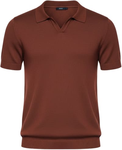 OMBRE Polo - Slim Fit - Viscose - Korte Mouw Bordeaux S