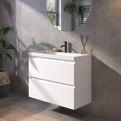 Saqu Gaia Badkamermeubel Set - 80x40 cm - Voorgemonteerd - Wit - Wastafelmeubel - Badmeubel