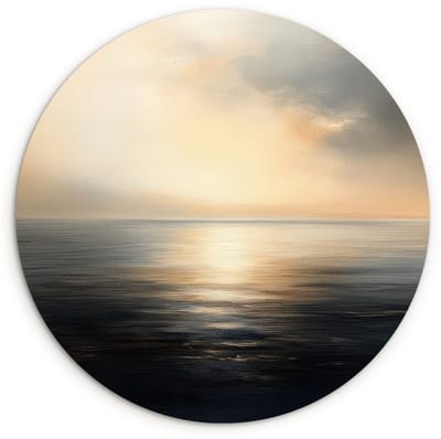 WallCircle® Wandcirkel 120x120 cm - Muurcirkel Zon - Horizon - Zee - Muurdecoratie woonkamer - Wanddecoratie slaapkamer - Kamer decoratie accessoires - Ronde schilderijen XXL