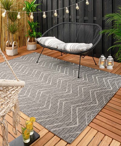 Buitenkleed zigzag - Summer grijs/crème 80x150 cm