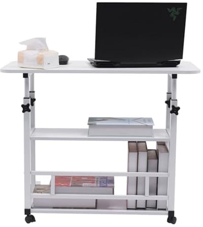 Bijzettafel met wieltjes en 3 niveaus - Verstelbare mobiele koffietafel voor woonkamer & kantoor