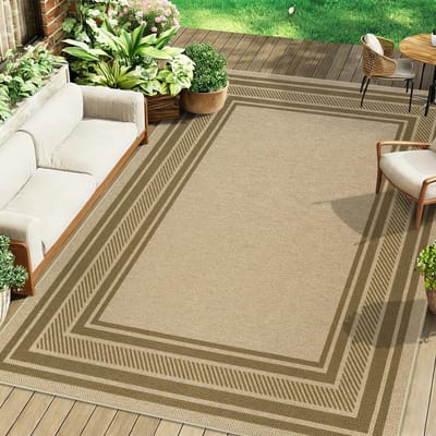 Dailygoods- Vloerkleed 160 x 230 cm - Wasbaar - Antislip - Jute Look - Tapijt Woonkamer - Geometrisch Ontwerp