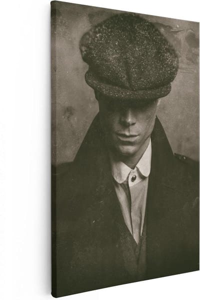 Artaza Canvas Schilderij Gangster - 20x30 cm - Klein - Wanddecoratie Peaky Blinders - Muurdecoratie Portret - Kamer Accessoires Man