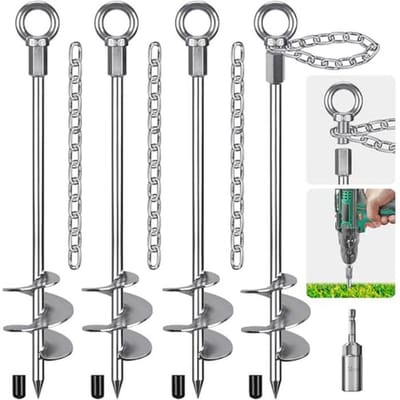 Stabiele Grondanker Grondpen 45cm - Spiraal Stormanker voor Trampolines, Schommels en Camping (4 Stuks)
