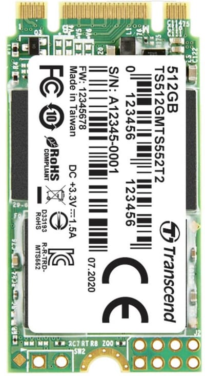 Transcend MTS552T2 – 512 GB NVMe/PCIe M.2 SSD 2242 harde schijf – SATA 6 Gb/s Industrial TS512GMTS552T2