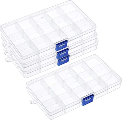 4-delige Transparante Opbergdoos voor Pillen, Kruidens, Kleine Kralen en Accessoires - Ideaal voor Organisatie en Opslag van Kleine Voorwerpen