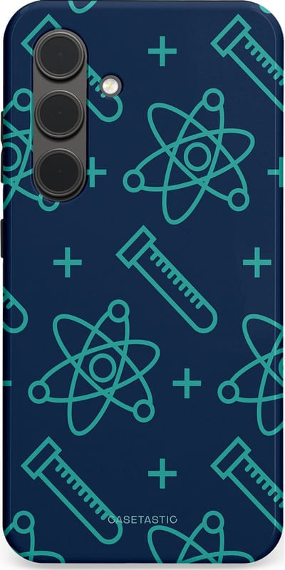 Casetastic hoesje geschikt voor Samsung Galaxy S24 - Dubbellaagse bescherming - Atomen Creaties - Fashion Case - Donkerblauw Turquoise