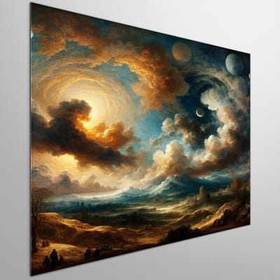 Modern rembrandt schilderij | Hedendaags meesterwerk: Een eigentijds eerbetoon aan Rembrandt's kunst | Kunst - 30x30 centimeter op Dibond | Foto op Dibond