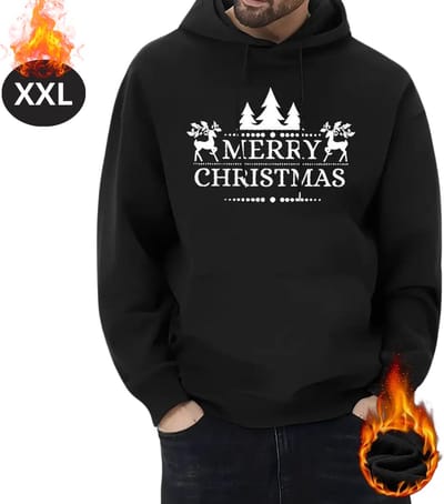 Bovista Kersttrui - Heren - Foute Kersttrui - Christmas Sweater - Cartoonprint - Kerst Sweater - Christmas Jumper - Hoodie - Zwart - XXL