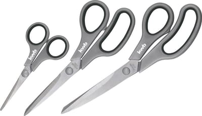 Kwb Scharenset - 3x stuks - 14 / 21 / 25 cm - links- en rechtshandig - hobbyscharen / textielscharen / huishoudscharen