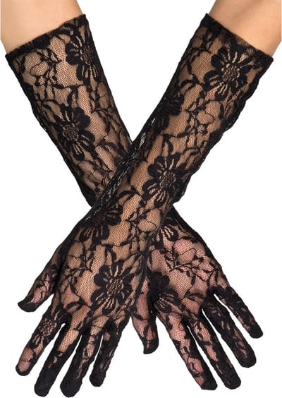 Boland - Paar kanten handschoenen Milan Zwart - Volwassenen - Vrouwen - Showgirl - Glitter and Glamour
