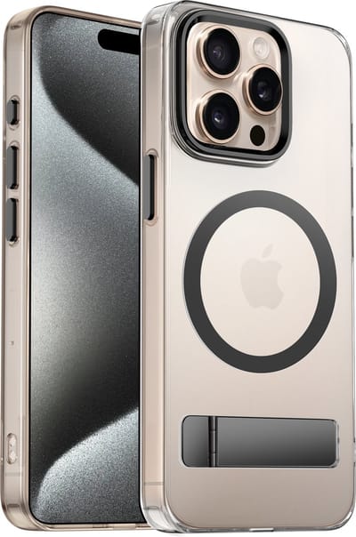 Coverzs Hardcase met Standaard (Zwart) Geschikt voor iPhone 15 Pro Max – Magnetische Sterke Telefoonhoes met Premium Bescherming