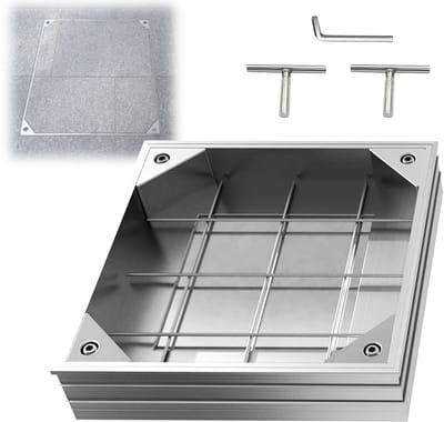 Dailygoods- Schachtafdekking 300 x 300 mm - Aluminiumlegering - Verzonken Schachtdeksel - Hoogte 60 mm - Duurzaam - Naadloos Ontwerp