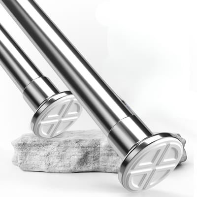 Famanu - Uitschuifbare gordijnroede zonder boren 50-80 cm zilver, telescoop douchestang Ø25 mm voor badkamer en slaapkamer