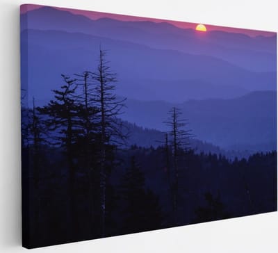 Saammp Canvas Schilderij - Paarse lucht door zonsondergang - Landschap - Natuur - 30x20 - Foto op canvas - Wanddecoratie - Muurdecoratie Woonkamer - Slaapkamer decoratie - Canvas Print