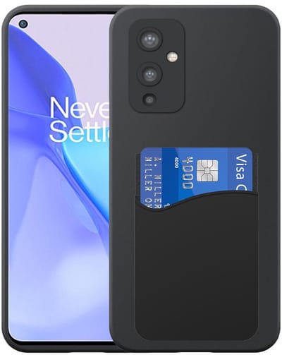 Geschikt voor OnePlus 9 Telefoonhoesje met Siliconen Pasjeshouder - Flexible Back Cover Case Siliconen TPU with Silicone Cardslot - Zwart - Smartphonica geschikt voor OnePlus 9