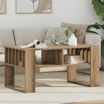 vidaXL - Salontafel - Artisan - Eiken - 92 - x - 49,5 - x - 45 - cm - Bewerkt - hout