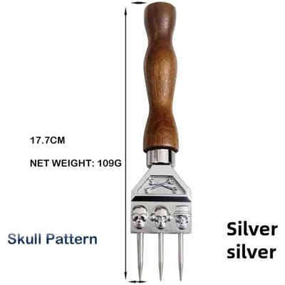 Pic à glace à trois dents en forme de tête de mort, ciseau à glace en acier inoxydable, glace pilée, ustensiles de bar, outils de barman, accessoires de bar brown