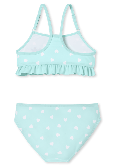 Bikini gebreide stof SPF40+ hartjes schildpad ruches lichtgroen - Aqua 98