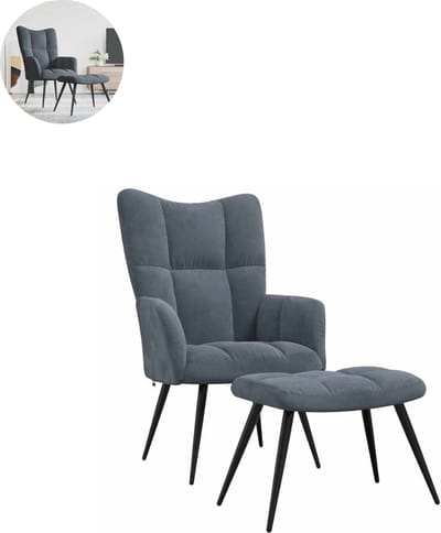 Fauteuil - Relaxzetel - Relaxstoel - Relaxfauteuil - Stoel - Met armleuning - Met voetenbank - Voor één Persoon - Donkergrijs
