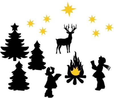 Uitbreidingsset 1 raamsticker kerst wintertafereel herbruikbaar statisch zwart | Rosami