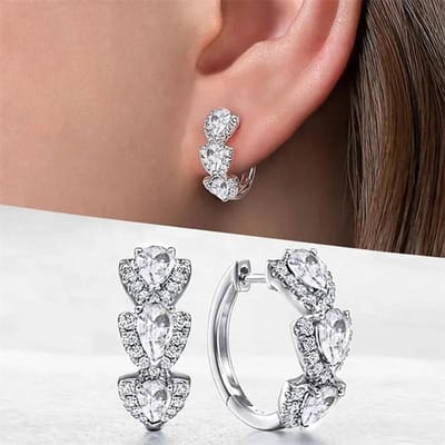 Huitan Luxe Trendy Blauwe Zirkonia Oorbellen Hoepels Bruiloft Feest Elegante Accessoires voor Vrouwen Verjaardagscadeau Nieuwe Sieraden brown