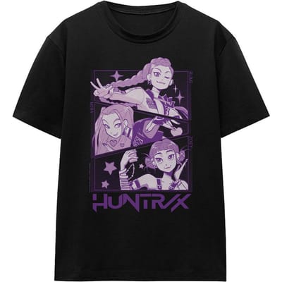 K-Pop Demon Hunters Dames/Dames Huntr/X Panel T-shirt (Zwart)