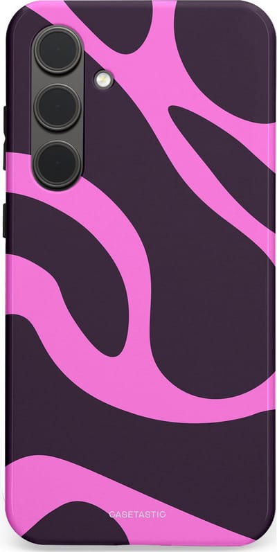 Casetastic hoesje geschikt voor Samsung Galaxy S24 Plus - Dubbellaagse bescherming - Roze Paarse Lavendel Abstractie - Fashion Case - Donkergrijs Roze