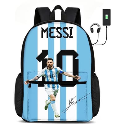 Voetbalster Rugzak M-Messi Rugzak Leren, Reizen Schooltassen Grote Capaciteit Tassen Voetbal Sport Student Rugzak