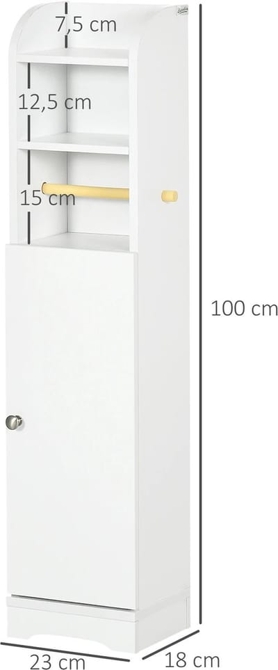 Badkamerkast - Met Rolhouder - Badkamer Kast - Badkamer Kastje - Kolomkast - Badkamerkasten Laag - Badkamerkastje - Badkamer Kastje - Kast - Badkamer - Kasten - Badkamerkast - Badkamer Accessoires - Badkamermeubel - Badkamermeubels