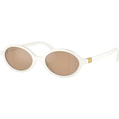 Lunettes de soleil Miu Miu à monture ovale avec branches à motif pour femmes Blanc SMU04Z1420D Box+Shopping Bag